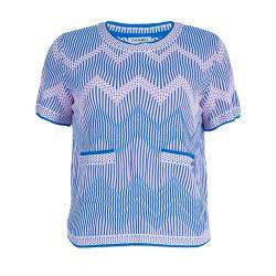 Pre Owned Chanel Blue Jacquard Knit Top And Culottes Set S