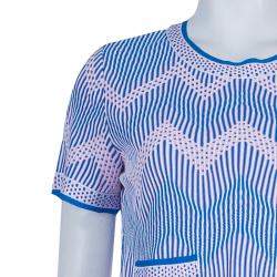 Pre Owned Chanel Blue Jacquard Knit Top And Culottes Set S