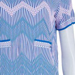 Pre Owned Chanel Blue Jacquard Knit Top And Culottes Set S