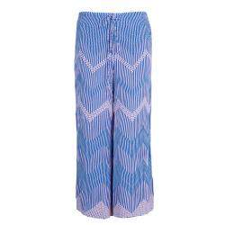 Pre Owned Chanel Blue Jacquard Knit Top And Culottes Set S