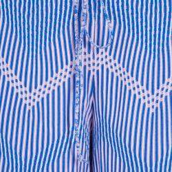 Pre Owned Chanel Blue Jacquard Knit Top And Culottes Set S