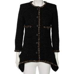 Chanel Black Tweed Braided Trim Detailed Asymmetrical Jacket S Chanel | TLC