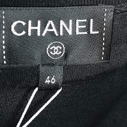 Chanel Black Camellia Foil Print Cotton T-Shirt XL