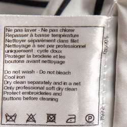 Pre Owned Chanel White Striped Cotton Overlay Detailed Button Front Short Dress M