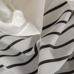 Pre Owned Chanel White Striped Cotton Overlay Detailed Button Front Short Dress M