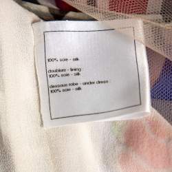 Pre Owned Chanel Multicolored Printed Silk Tiered Cape Dress M