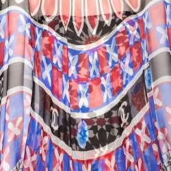 Pre Owned Chanel Multicolored Printed Silk Tiered Cape Dress M
