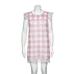 Chanel Pink Patterned Cotton Mesh Dress M