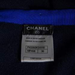 Chanel Navy Blue & Pink Trimmed Cashmere Pocketed Cardigan S