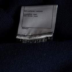Chanel Navy Blue & Pink Trimmed Cashmere Pocketed Cardigan S