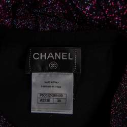 مملوكة مسبقًا Chanel Plum Lurex Knit Pleated Short Sleeve Dress M