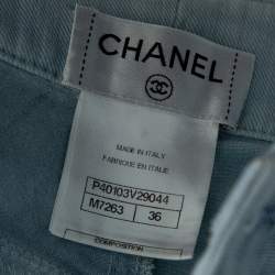 Chanel Indigo Light Wash Denim Embroidered Jeans S