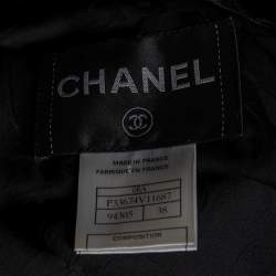 Pre Owned Chanel Black Velvet Ribbon Trimmed Double Breasted Jacket M