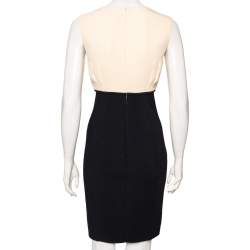 Pre Owned Chanel Colorblock Crepe & Knitted Sleeveless Dress M