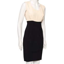 Pre Owned Chanel Colorblock Crepe & Knitted Sleeveless Dress M