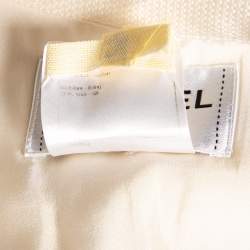 Chanel Cream Textured Silk Bow Detailed Button Front Short Dress S 