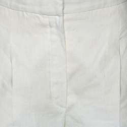 Pre Owned Chanel Ivory Linen Wide Legged Pants S 