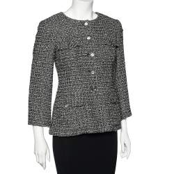 Pre Owned Chanel Black Tweed Gripoix Jewel Buttons Long Sleeve Jacket M