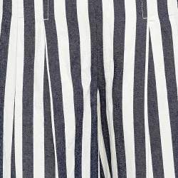 Chanel Navy Blue & White Striped Denim Shorts M