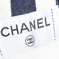 Chanel Navy Blue & White Striped Denim Shorts M