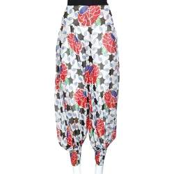 Chanel Multicolor Floral Printed Lurex Silk Harem Pants S