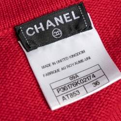 Chanel Red Cashmere Button Front Long Cardigan S