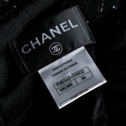 Chanel Black Lurex Tweed Broach Detailed Sleeveless Dress M