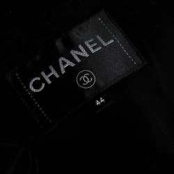 Chanel Black Speckled Cotton Long Sleeve Coat L