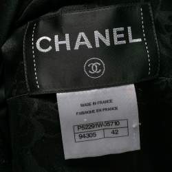 Chanel Black Wool & Satin Trimmed Pocketed Cape Coat L