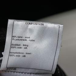 Chanel Black Wool & Satin Trimmed Pocketed Cape Coat L