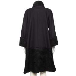 Pre Owned Chanel Black Wool & Mohair Zip Front Coat S