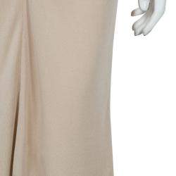 Pre Owned Chanel Beige Knit Petal Sleeve Ruffle Detail Dress S