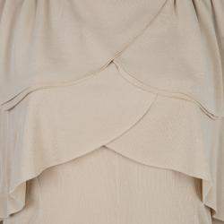 Pre Owned Chanel Beige Knit Petal Sleeve Ruffle Detail Dress S