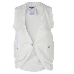 Pre Owned Chanel Cream Cashmere Vest S
