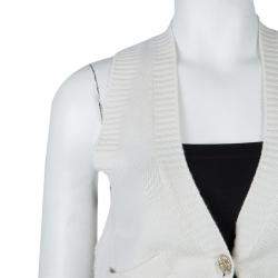 Pre Owned Chanel Cream Cashmere Vest S