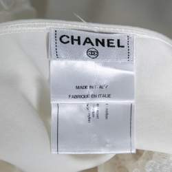 Chanel Off White Cotton & Lace Long Sleeve Top M