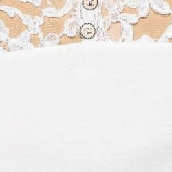 Chanel Off White Cotton & Lace Long Sleeve Top M