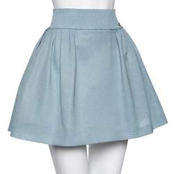 Pre Owned Chanel Light Blue Mesh Pleated Puff Skirt S