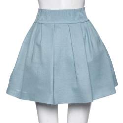 Pre Owned Chanel Light Blue Mesh Pleated Puff Skirt S