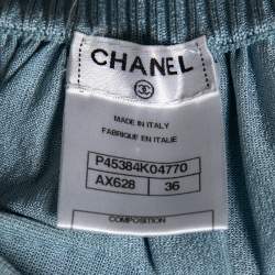 Pre Owned Chanel Light Blue Mesh Pleated Puff Skirt S