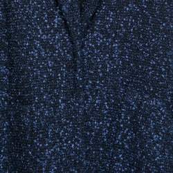 Chanel Navy Blue Boucle Open Front Coat L