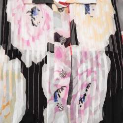 Pre Owned Chanel Multicolor Floral Print Silk Pleated and Button Front Sleeveless Top M