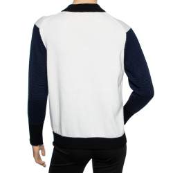 Chanel White Cashmere Button Front Long Sleeve Knitwear M