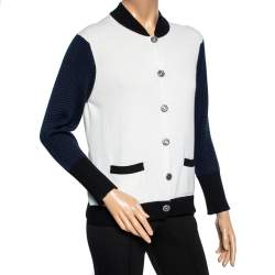 Chanel White Cashmere Button Front Long Sleeve Knitwear M