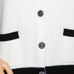 Chanel White Cashmere Button Front Long Sleeve Knitwear M