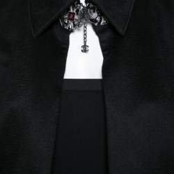 Pre Owned Chanel Black Cashmere Broach Detailed Cape M