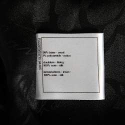 Pre Owned Chanel Black Textured Wool & Satin Trimmed Cape Coat M