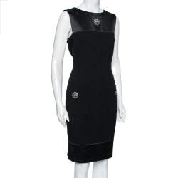 Chanel Black Textured Wool & Silk Trimmed Sleeveless Dress M