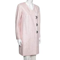 Pre Owned Chanel Pink Lurex Tweed Coat M 