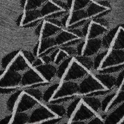 Pre Owned Chanel Monochrome Jacquard Wool Long Sleeve Sheath Dress M